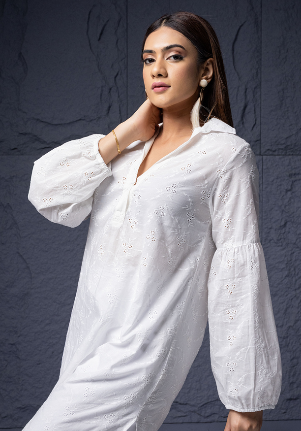 AYARA WHITE KURTHA